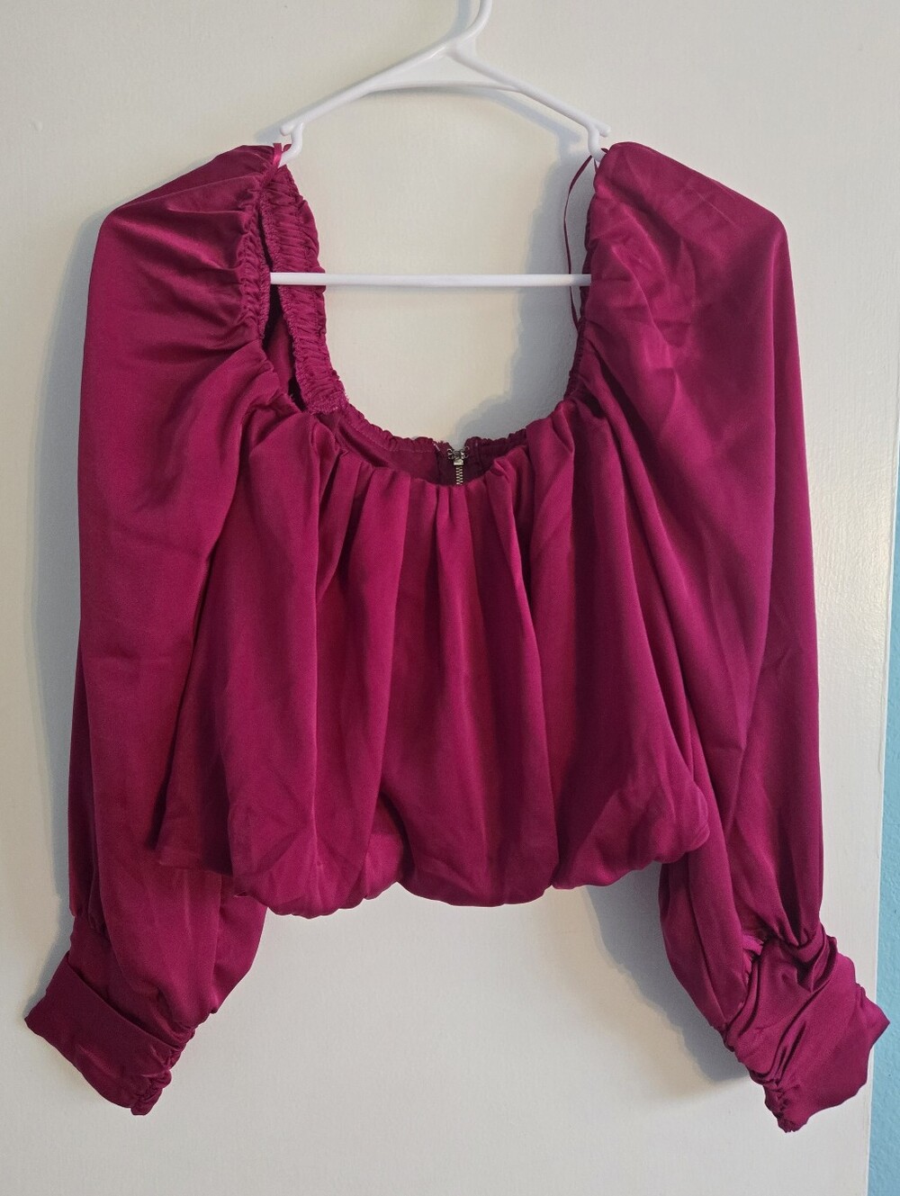 DO&BE Magenta Puff Sleeve Long Sleeve Crop Top M